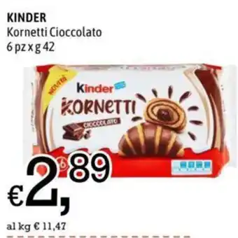 Famila Market KINDER Kornetti Cioccolato 6 pz x g 42 offerta
