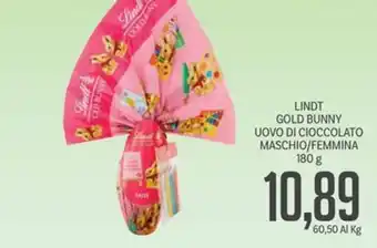 Supermercati Piccolo LINDT GOLD BUNNY UOVO DI CIOCCOLATO MASCHIO/FEMMINA 180 g offerta