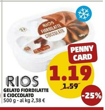 PENNY Rios Gelato Fiordilatte E Cioccolato 500g offerta