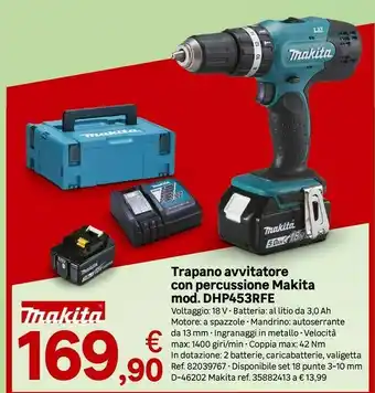 Trapano Avvitatore Con Percussione Makita Mod. DHP453RFE