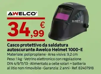 Casco Protettivo Da Saldatura Autoscurante Awelco Helmet 1000-E