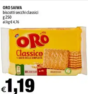 Hurrà ORO SAIWA biscotti secchi classici g 250 offerta