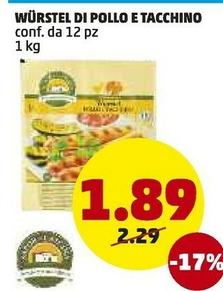 PENNY Sapor Di Cascina Wurstel Di Pollo E Tacchino offerta