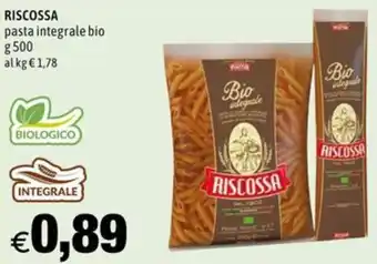 Hurrà RISCOSSA pasta integrale bio g 500 offerta