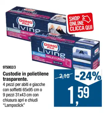 Custodie in polietilene trasparente