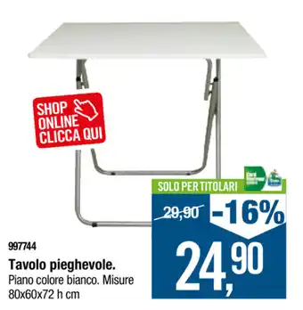 Tavolo pieghevole 80x60x72h cm