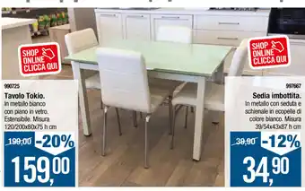 Cfadda Tavolo Tokio 120/200x80x75h cm offerta