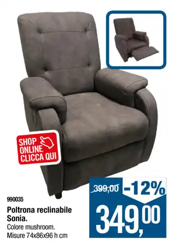 Cfadda Poltrona reclinabile Sonia 74x86x96h cm offerta