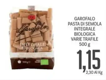 Supermercati Piccolo GAROFALO PASTA DI SEMOLA INTEGRALE BIOLOGICA VARIE TRAFILE 500 g offerta