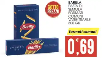 SpesAmica BARILLA PASTA DI SEMOLA FORMATI COMUNI VARIE TRAFILE 500 GR offerta