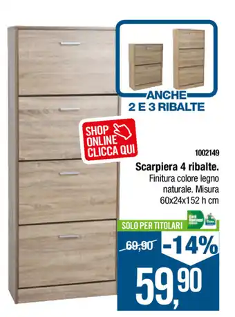 Cfadda Scarpiera 4 ribalte 60x24x152h cm offerta