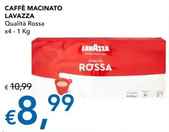 Migross Superstore CAFFÈ MACINATO LAVAZZA Qualità Rossa x4 - 1 Kg offerta