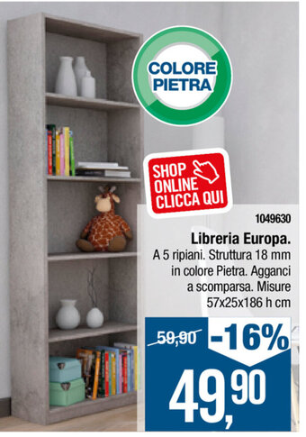 Libreria Europa 57x25x186h cm
