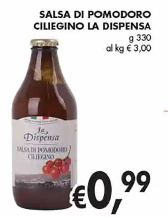 èccoMI SALSA DI POMODORO CILIEGINO LA DISPENSA g 330 offerta