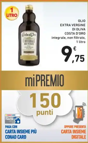 OLIO EXTRA VERGINE DI OLIVA COSTA D'ORO integrale, non filtrato