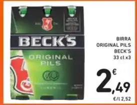 Spazio Conad BIRRA ORIGINAL PILS BECK'S 33 cl x3 offerta