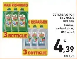 Spazio Conad DETERSIVO PER STOVIGLIE NELSEN limone, carboni attivi, 850 ml x3 offerta