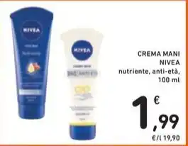 Spazio Conad CREMA MANI NIVEA nutriente, anti-età, 100 ml offerta