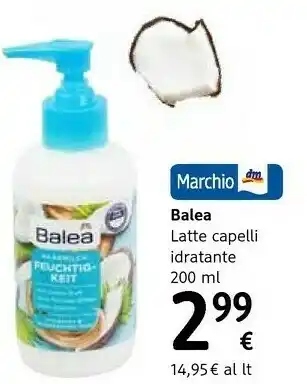dm drogerie markt Balea Latte Capelli Idratante offerta