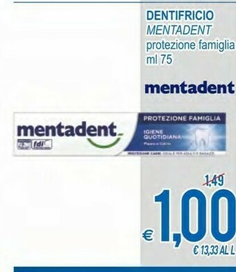 MD Discount Mentadent Dentifricio Protezione Famiglia offerta