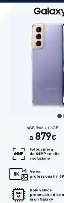 Unieuro Samsung Galaxy S21 5G 128 GB Display 6.2" Dynamic AMOLED 2X Phantom Pink offerta