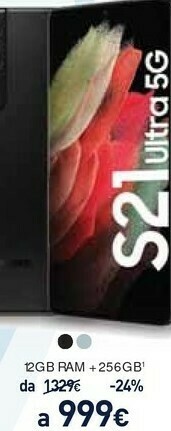 Unieuro Samsung Galaxy S21 Ultra 5G 256GB Display 6.8" Dynamic AMOLED 2X Phantom Black offerta