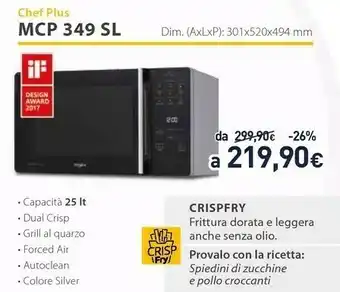 Unieuro Whirlpool MCP 349 SL Superficie Piana Microonde Combinato 25 L 800 W Nero, Argento offerta