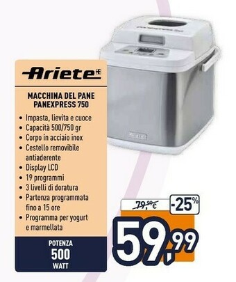 Ariete Macchina Del Pane Panexpress 750
