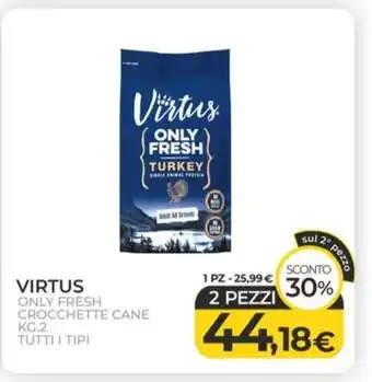 Arcaplanet VIRTUS ONLY FRESH CROCCHETTE CANE KG.2 TUTTI I TIPI offerta
