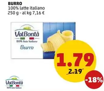 PENNY ValBontà BURRO 100% latte italiano 250 g offerta