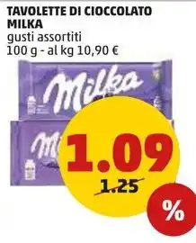 PENNY TAVOLETTE DI CIOCCOLATO MILKA gusti assortiti 100 g offerta
