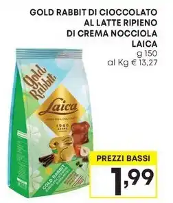 GOLD RABBIT DI CIOCCOLATO AL LATTE RIPIENO DI CREMA NOCCIOLA LAICA g 150