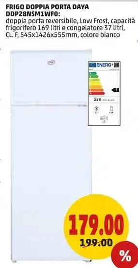 PENNY FRIGO DOPPIA PORTA DAYA DDP28NSM1WF0 offerta