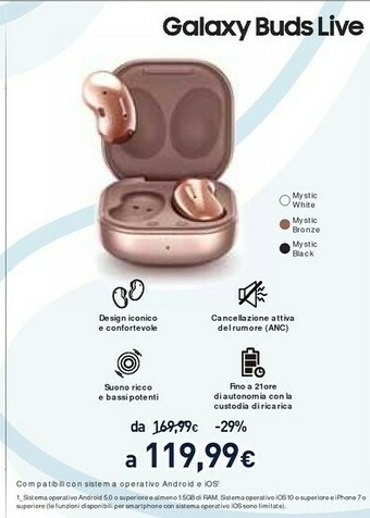 Samsung Galaxy Buds Live Cuffia Auricolare Bluetooth Bronzo