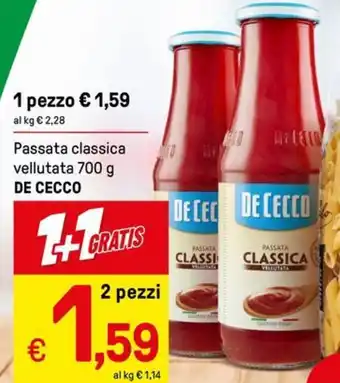 Iper La Grande Passata classica vellutata 700 g DE CECCO offerta