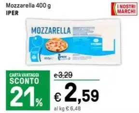 Iper La Grande Mozzarella 400 g IPER offerta
