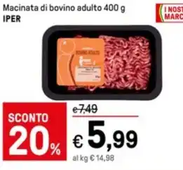 Iper La Grande Macinata di bovino adulto 400 g IPER offerta
