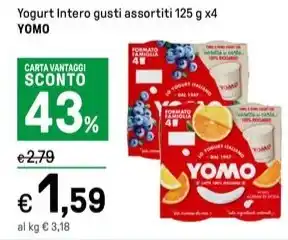 Iper La Grande Yogurt Intero gusti assortiti 125 g x4 YOMO offerta