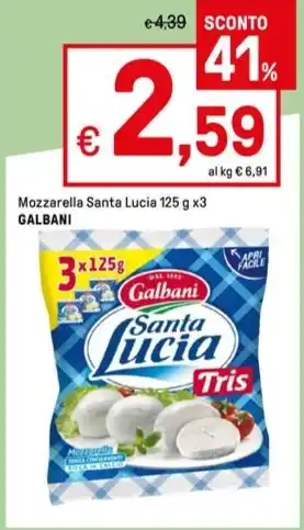 Iper La Grande Mozzarella Santa Lucia 125 g x3 GALBANI offerta