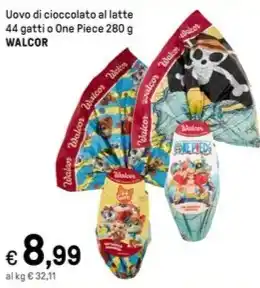 Iper La Grande Uovo di cioccolato al latte 44 gatti o One Piece 280 g WALCOR offerta