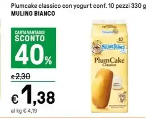 Iper La Grande Plumcake classico con yogurt conf. 10 pezzi 330 g MULINO BIANCO offerta