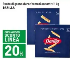 Iper La Grande Pasta di grano duro formati assortiti 1 kg BARILLA offerta