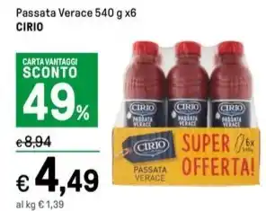 Iper La Grande Passata Verace 540 g x6 CIRIO offerta