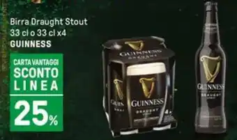 Iper La Grande Birra Draught Stout 33 cl o 33 cl x4 GUINNESS offerta