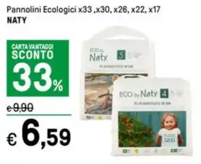 Iper La Grande Pannolini Ecologici x33,x30, x26, x22, x17 NATY offerta