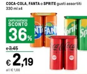 Iper La Grande COCA-COLA, FANTA O SPRITE gusti assortiti 330 ml x4 offerta