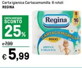 Iper La Grande Carta igienica Cartacamomilla 8 rotoli REGINA offerta