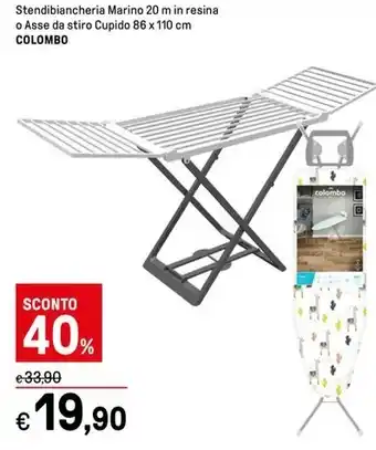 Iper La Grande Stendibiancheria Marino 20 m in resina o Asse da stiro Cupido 86 x 110 cm COLOMBO offerta