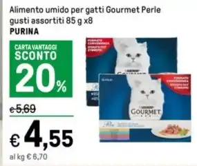Iper La Grande Alimento umido per gatti Gourmet Perle gusti assortiti 85 g x8 PURINA offerta
