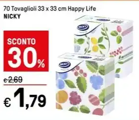 Iper La Grande 70 Tovaglioli 33 x 33 cm Happy Life NICKY offerta